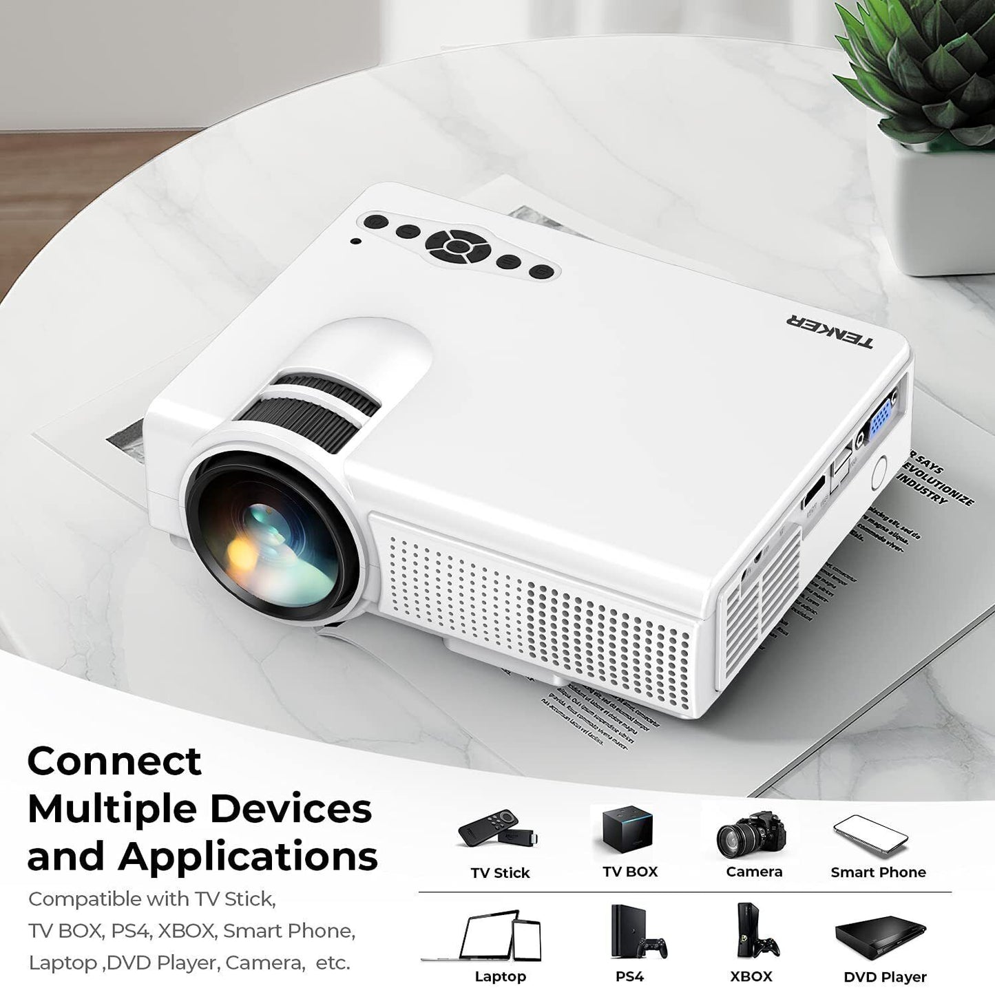 TENKER Home Theater Projector Native 1080P 7500 Lumen 200 inch Screen Support...