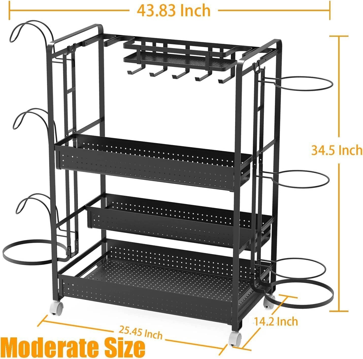 Jubao Garage Ball Storage Rack Rolling Sports Rack Organizer with Casters Whe...