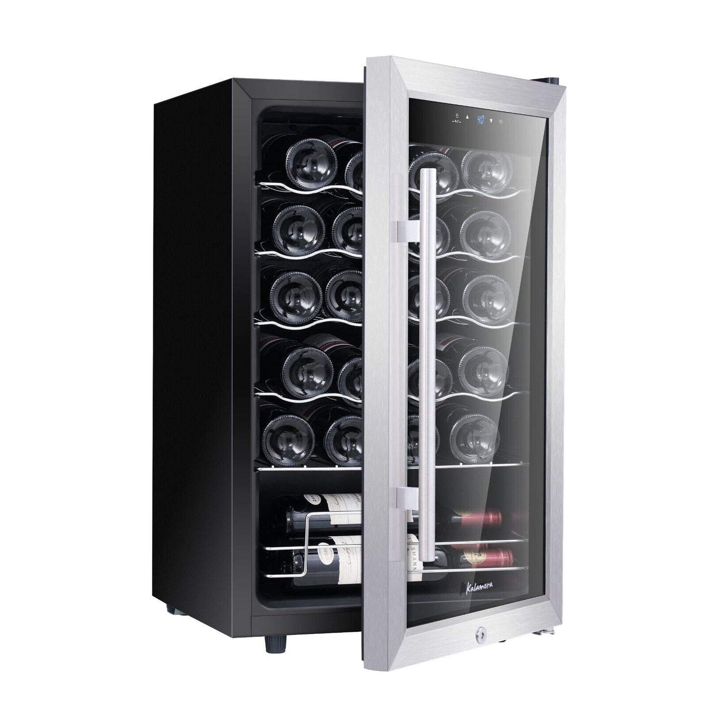 Kalamera KRC-24SS 24 Bottle Single Zone Wine Cooler Small Fridge Black