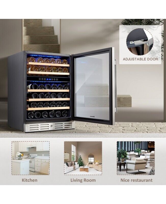 24 in built in 46 bottle dual zone wine cooler refrigerator