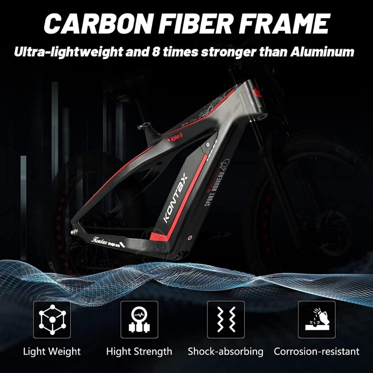 Electric Bikes Carbon Fiber EBike for Adults 750W 25MPH 48V/13Ah Removable Ba...