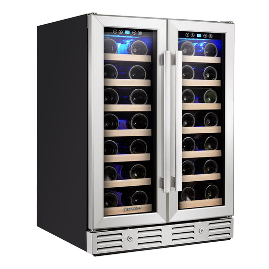 Kalamera 24' Wine refrigerator 40 Bottle Built-in or Freestanding with Stainl...