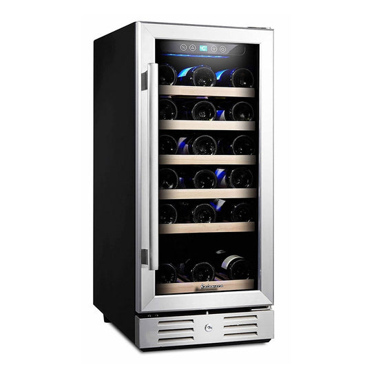 Kalamera 15'' Wine Cooler 30 Bottle Built-in or Freestanding with Stainless S...