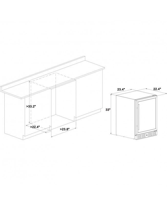 Kalamera 24 Inch Built In Beverage Cooler 5.3 Cu.Ft 175 Can Single Zone Beverage