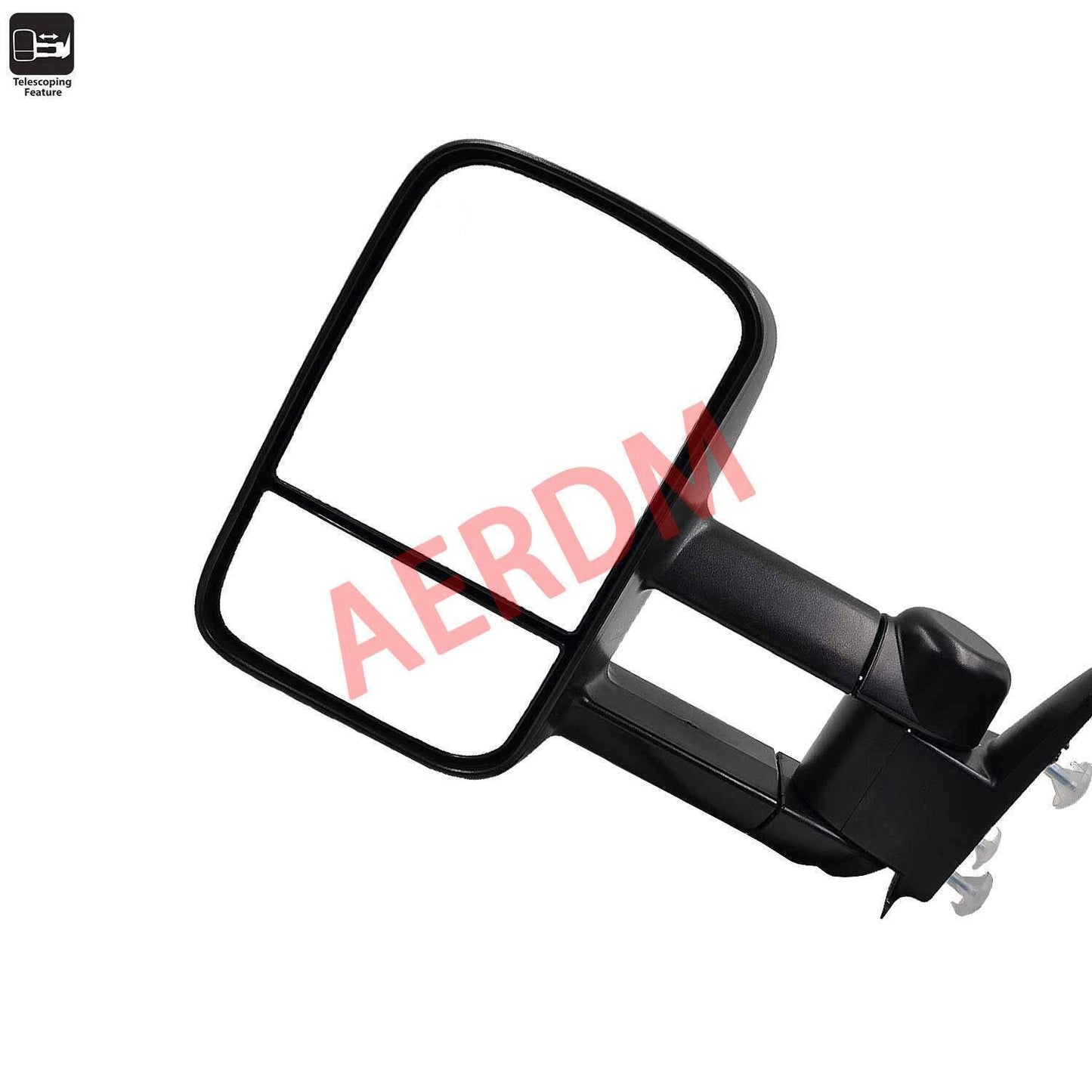 AERDM New Pair Towing Mirrors Manual Operated Textured Black Telescoping Trai...