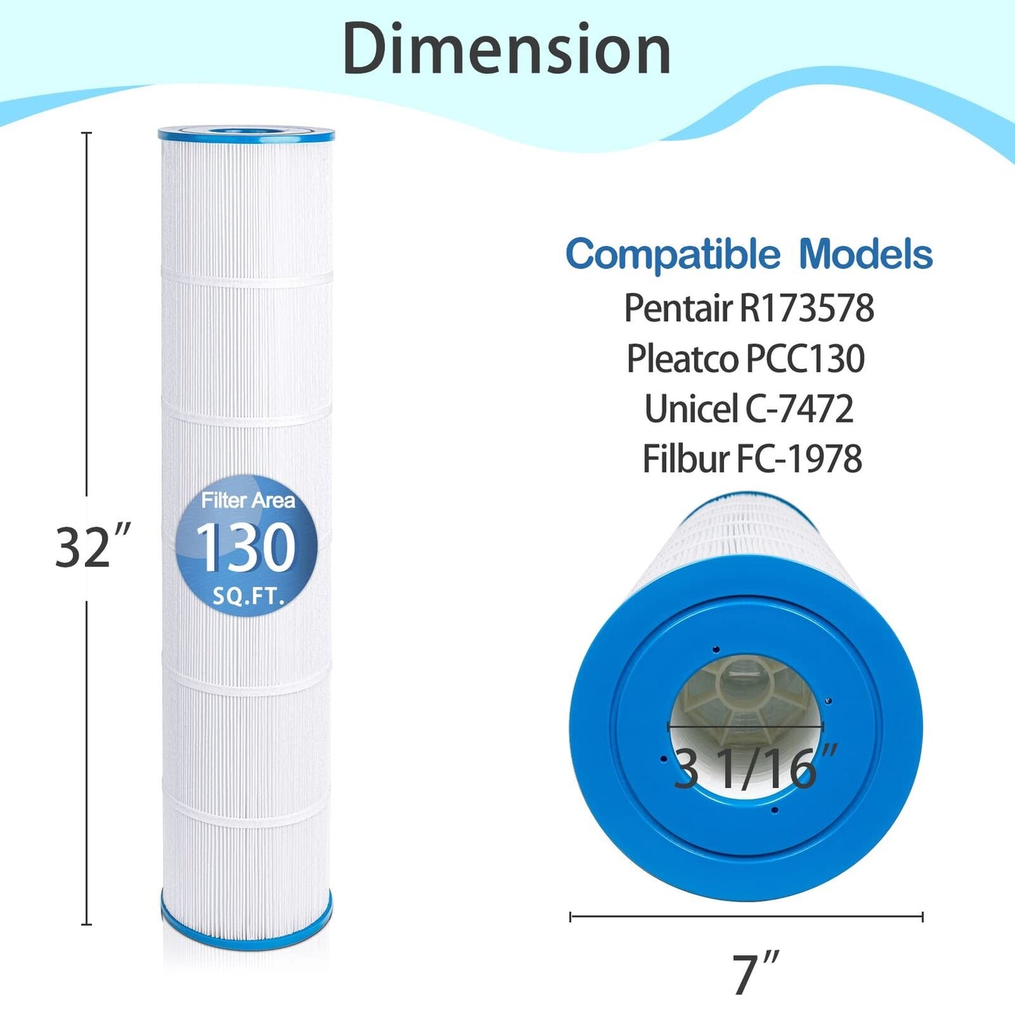 Future Way 4-Pack CCP520 Pool Filter Cartridges Replacement for Pentair Clean...