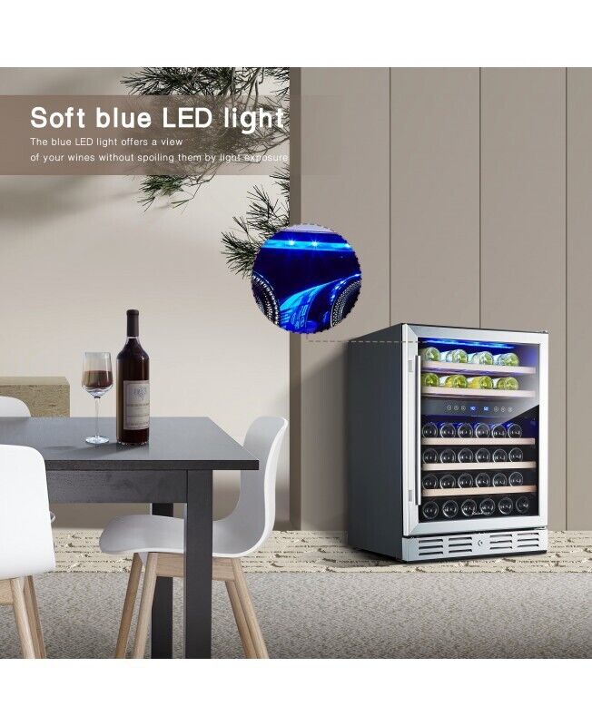 24 in built in 46 bottle dual zone wine cooler refrigerator