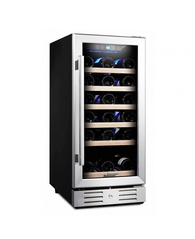 15'' Wine Cooler 30 Bottle Built-In Or Freestanding With Stainless Steel Tempere