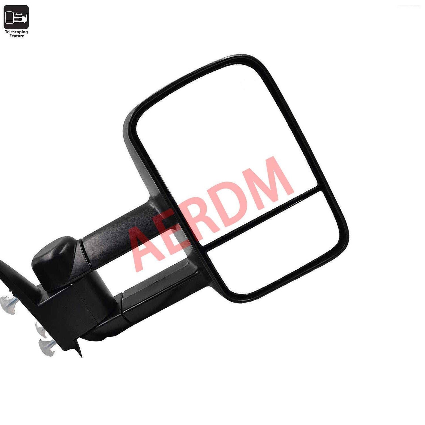 AERDM New Pair Towing Mirrors Manual Operated Textured Black Telescoping Trai...