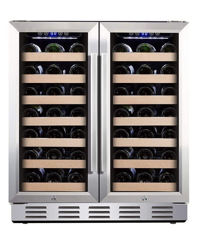 kalamera 30.5 inch wide 66 bottles double zonebuiltin/free standing wine cooler