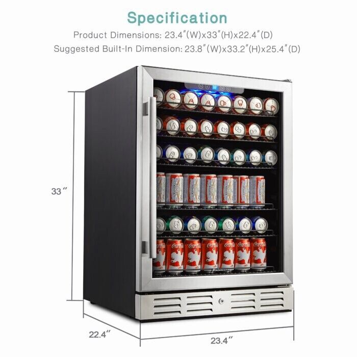 Kalamera built-in refrigerator 175 cans 12oz convertible beverage wine cooler