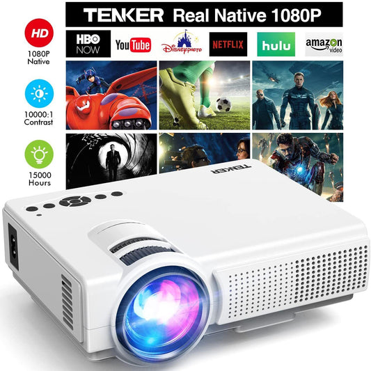 TENKER Home Theater Projector Native 1080P 7500 Lumen 200 inch Screen Support...