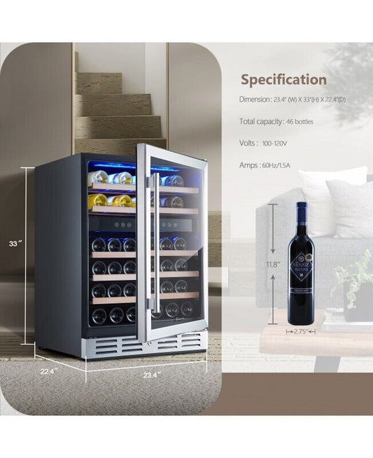 Kalamera KRC-46DZB 24'' 46 bottles Wine Cooler Refrigerator