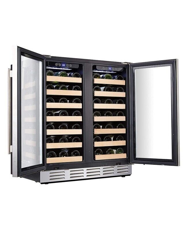 kalamera 30.5 inch wide 66 bottles double zonebuiltin/free standing wine cooler