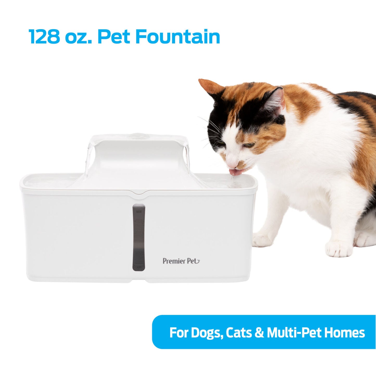 Premier Pet 128 oz. Pet Fountain- Automatic water fountain for dogs cats & mu...