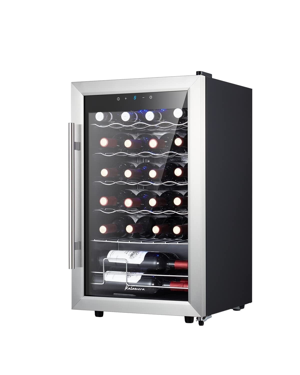 Kalamera KRC-24SS 24 Bottle Single Zone Wine Cooler Small Fridge Black