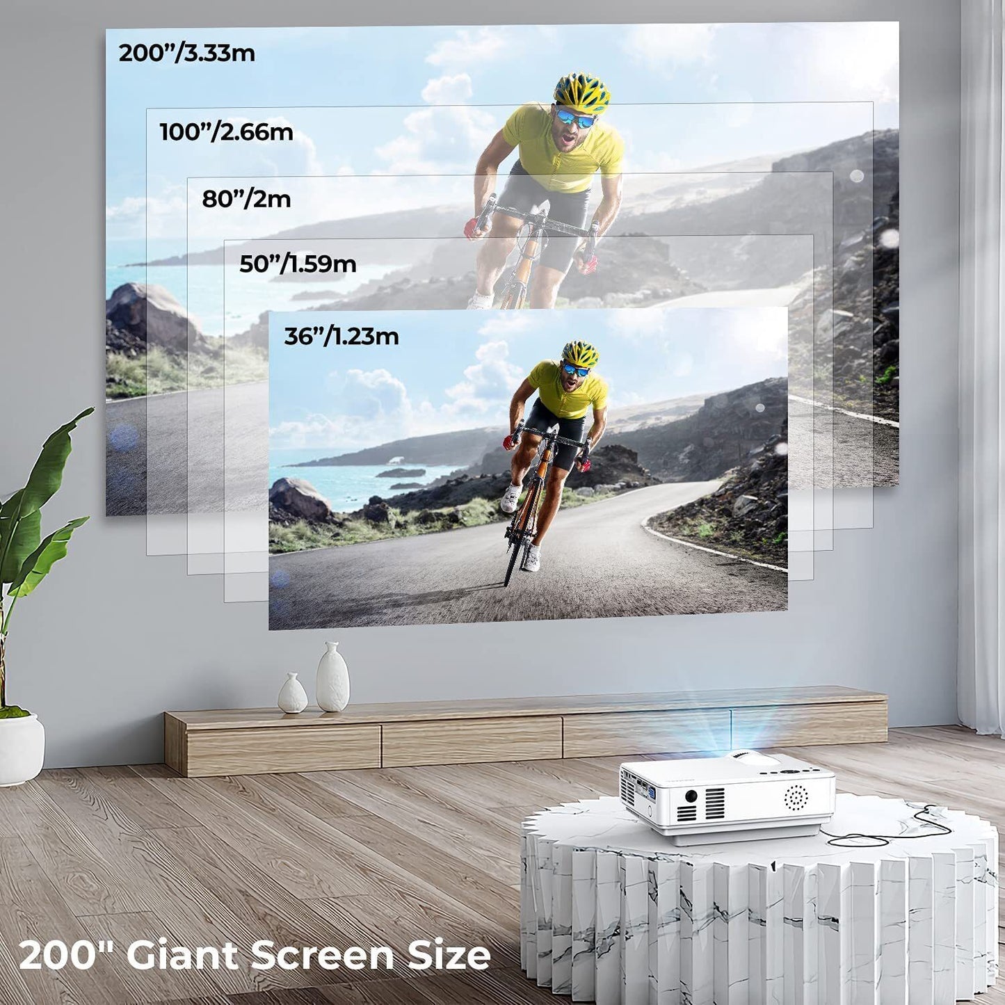 TENKER Home Theater Projector Native 1080P 7500 Lumen 200 inch Screen Support...